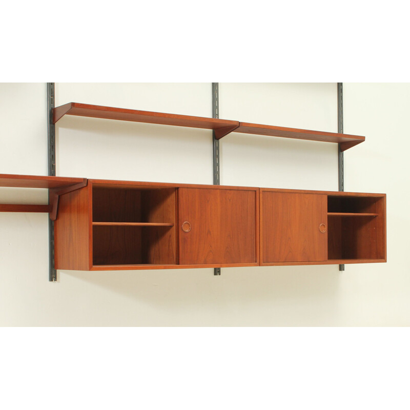 Vintage teak and metal shelving system by Kai Kristiansen for FM Møbler