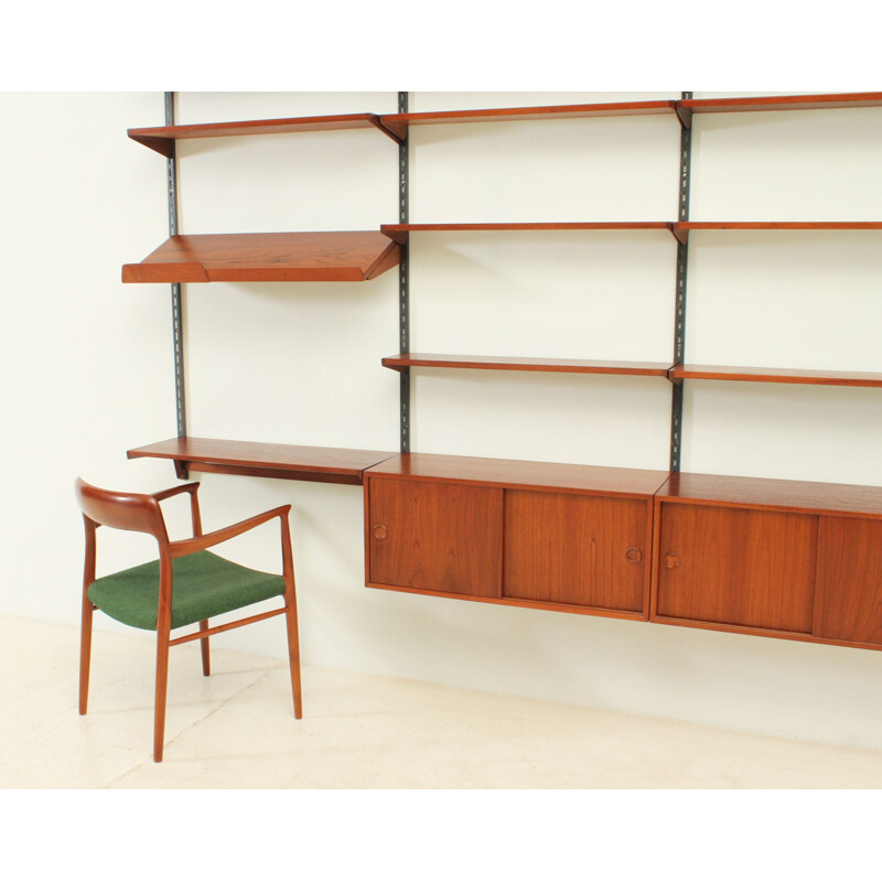 Vintage teak and metal shelving system by Kai Kristiansen for FM Møbler