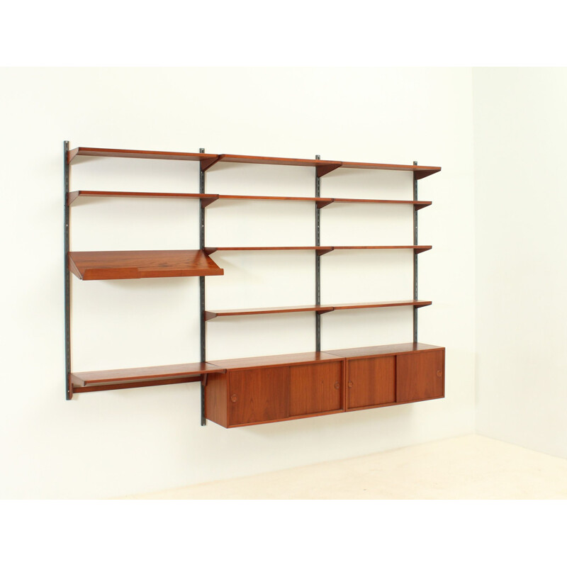 Vintage teak and metal shelving system by Kai Kristiansen for FM Møbler