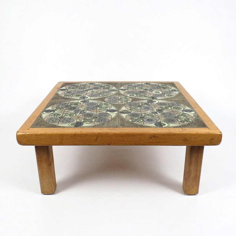 Vintage french ceramic coffee table by Pinson 1960