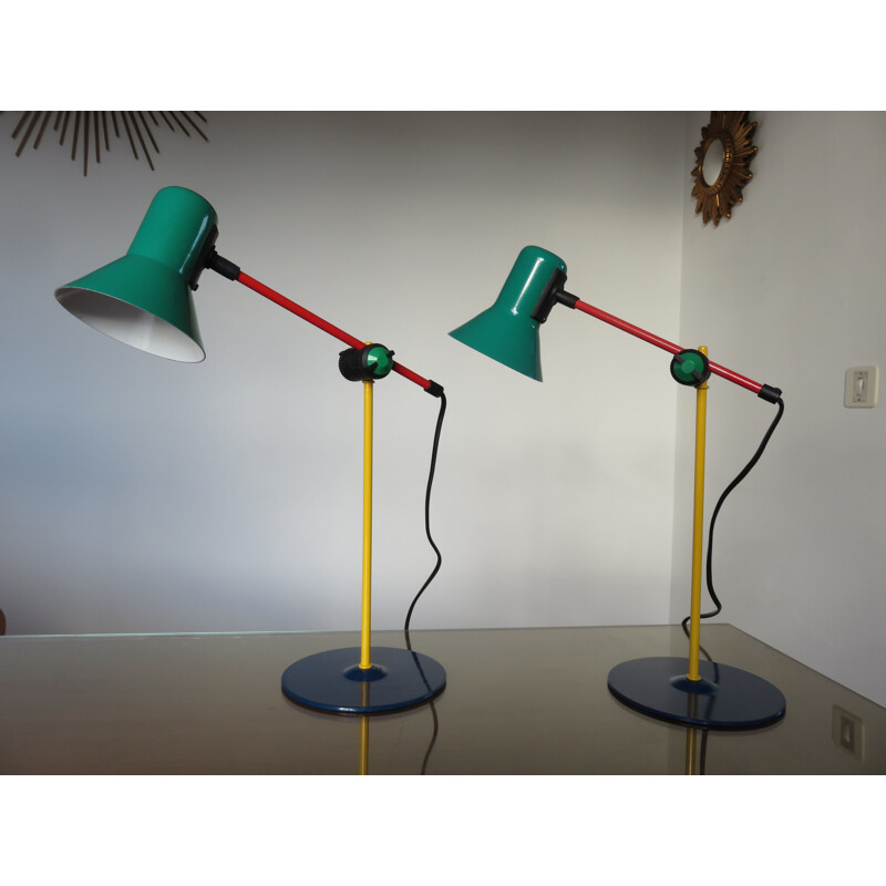 Suite de 2 lampes vintage Veneta Lumi Italy