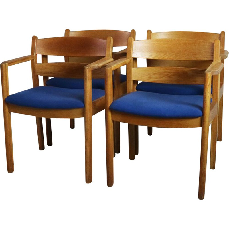 Suite de 4 chaises bleues vintage danoises par F. D. B. Mobler