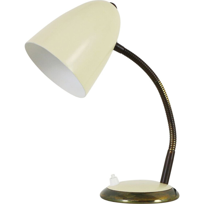 Vintage cream desk lamp with brass details