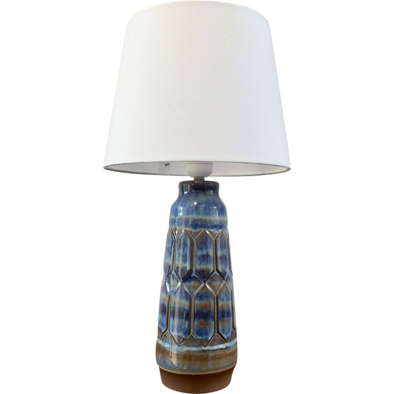 Vintage blue and grey ceramic lamp by Einar Johansen