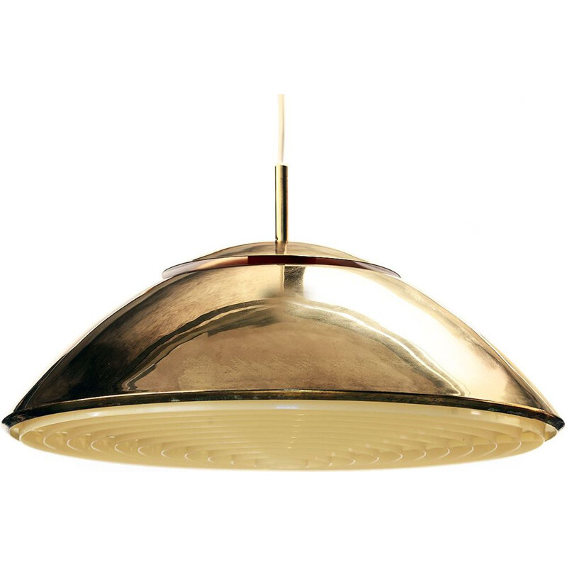 Vintage Swedish pendant lamp in golden metal
