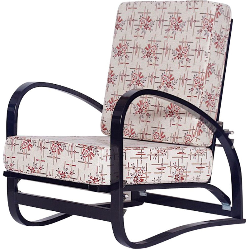 Vintage H70 Armchair by Jindrich Halabala in oakwood and fabric 1930