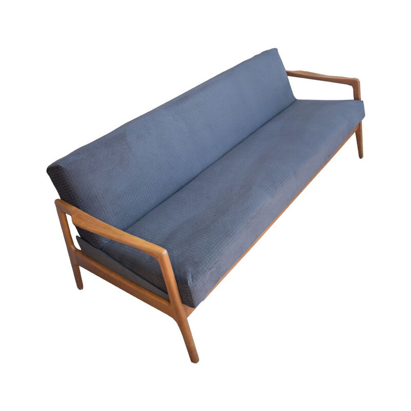 Vintage blue sofa in cherry wood