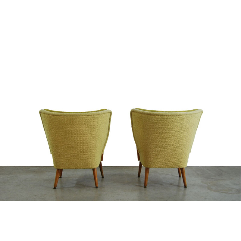 Set of 2 vintage yellow green armchairs