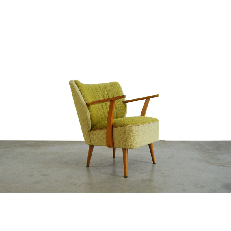 Set of 2 vintage yellow green armchairs