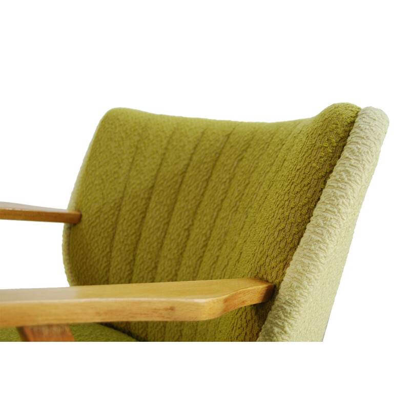 Set of 2 vintage yellow green armchairs