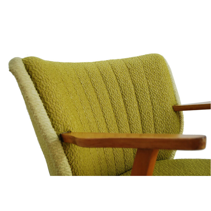 Set of 2 vintage yellow green armchairs