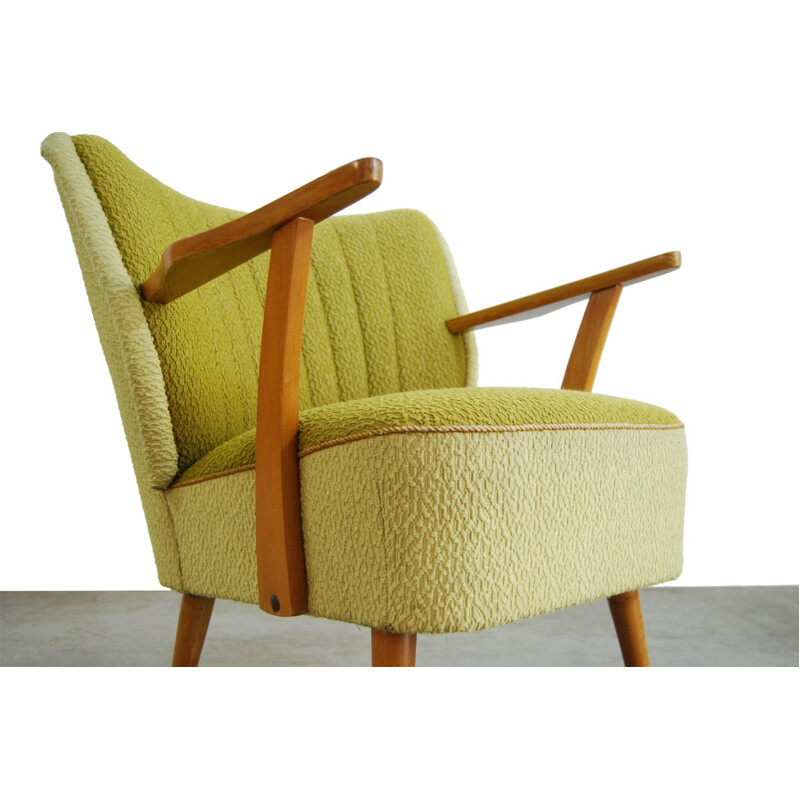 Suite de 2 fauteuils vintage verts jaunes