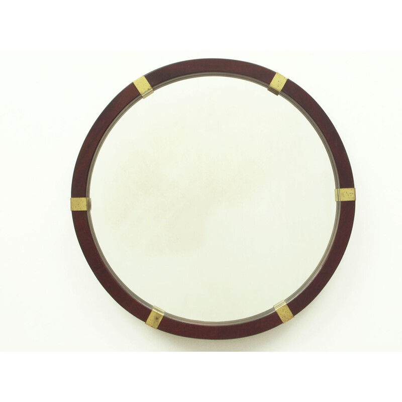 Vintage mahogany and brass mirror