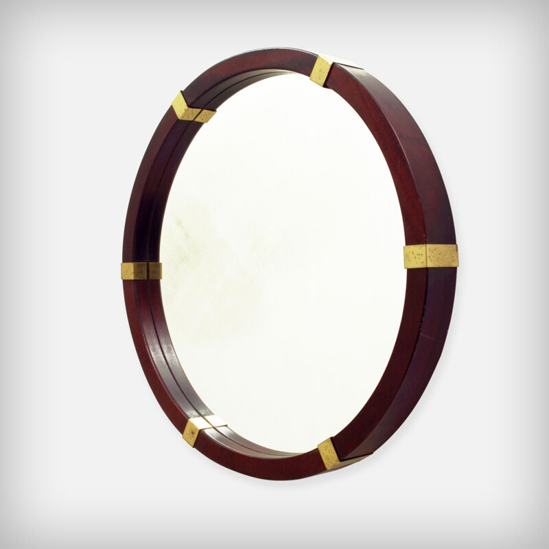 Vintage mahogany and brass mirror