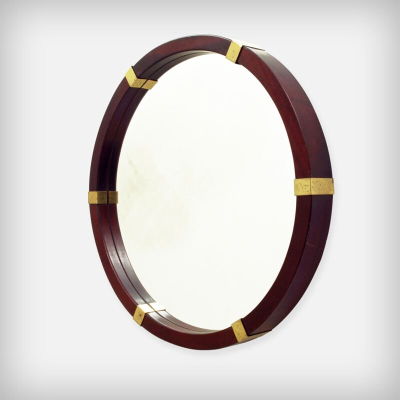 Vintage mahogany and brass mirror