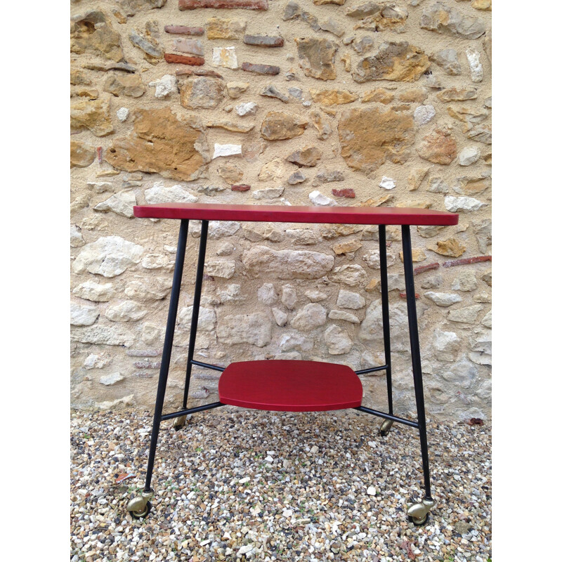 Vintage red vinyl side table