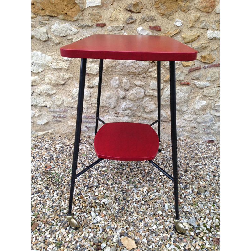 Vintage red vinyl side table