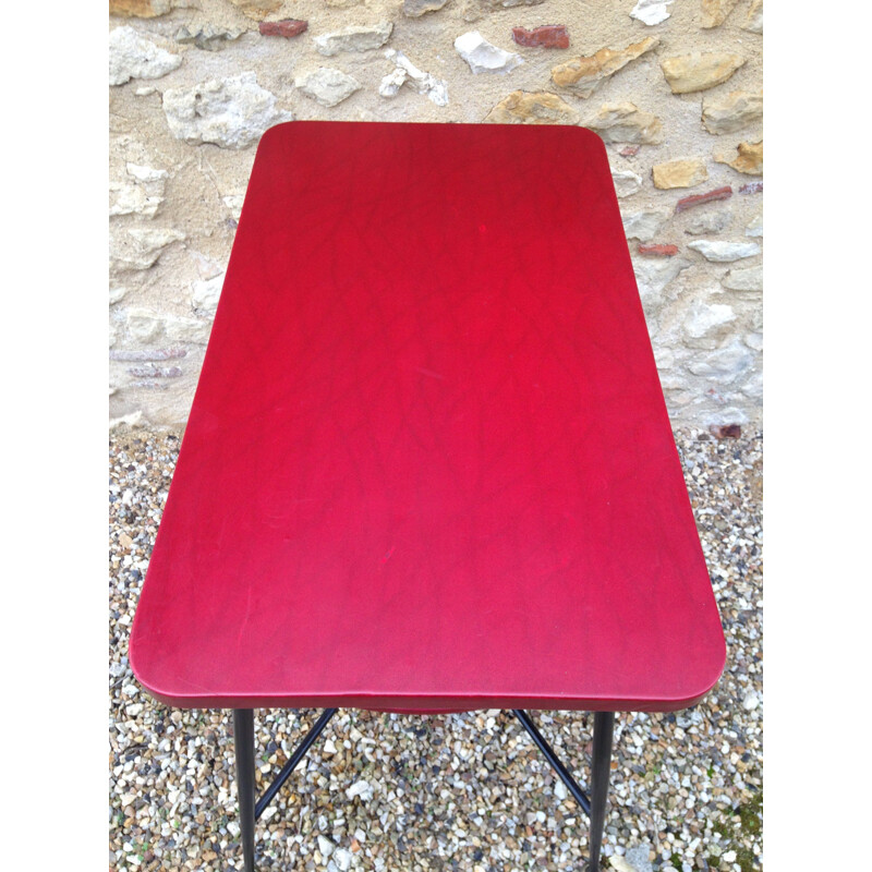 Vintage red vinyl side table