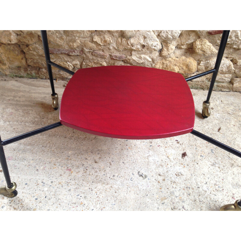 Vintage red vinyl side table