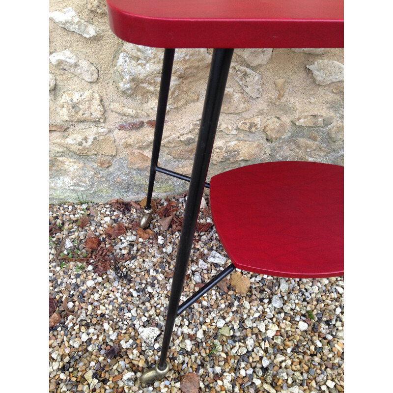 Table d'appoint vintage en vinyle rouge