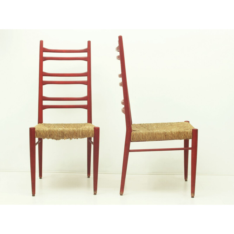 Suite de 2 chaises rouges vintage