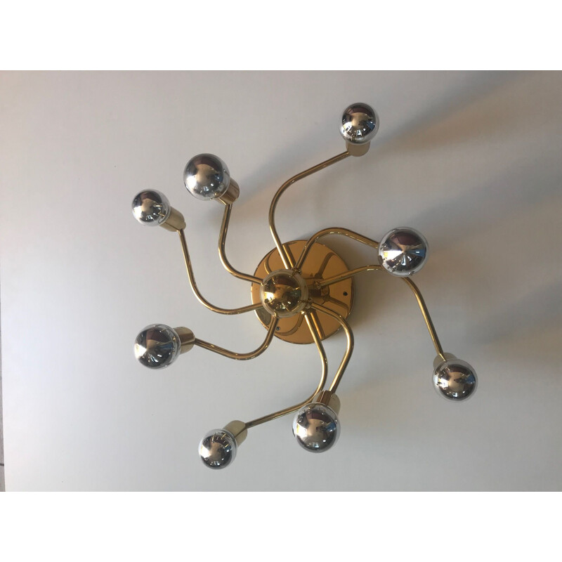 Vintage Italian wall lamp in golden brass