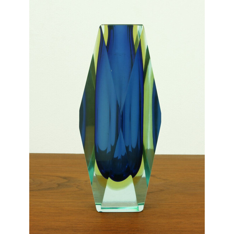 Vintage Italian multicoloured vase in Murano glass by Mandruzzato for Vetreria Artistica Oball