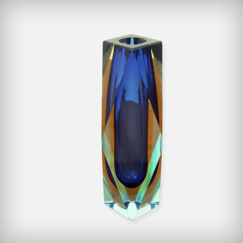 Vintage Italian multicoloured vase in Murano glass by Mandruzzato for Vetreria Artistica Oball