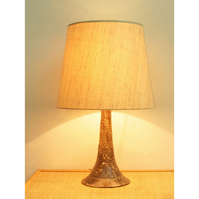 Vintage desk lamp in ceramic and fabric, 1960