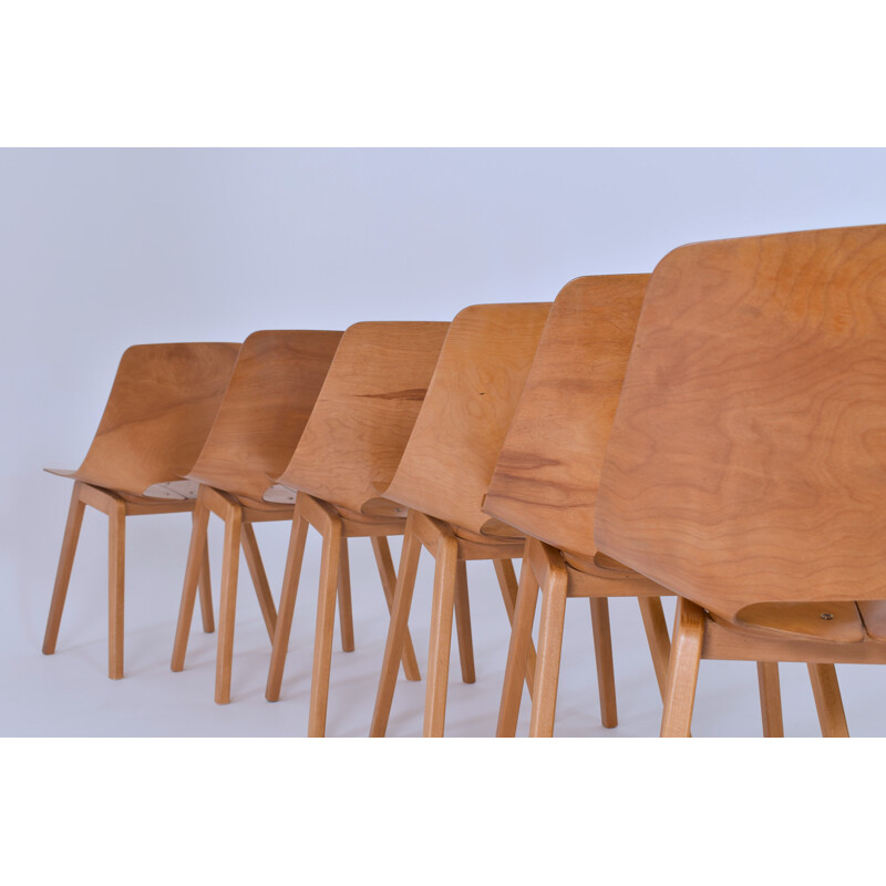 Suite de 6 chaises vintage "Tonneau" par Pierre Guariche