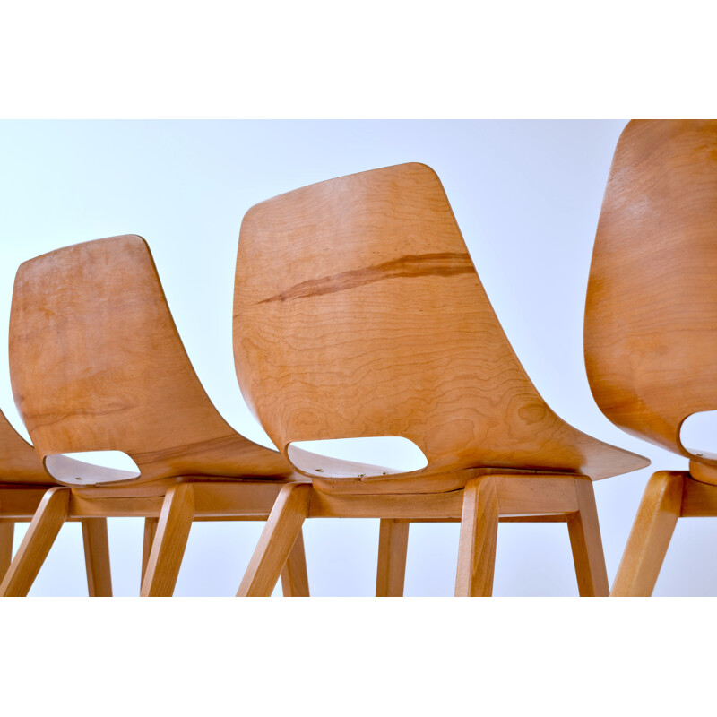 Set of 6 vintage chairs "Tonneau" by Pierre Guariche