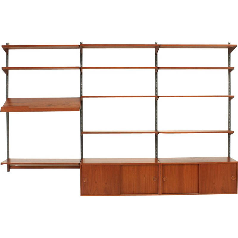 Vintage teak and metal shelving system by Kai Kristiansen for FM Møbler