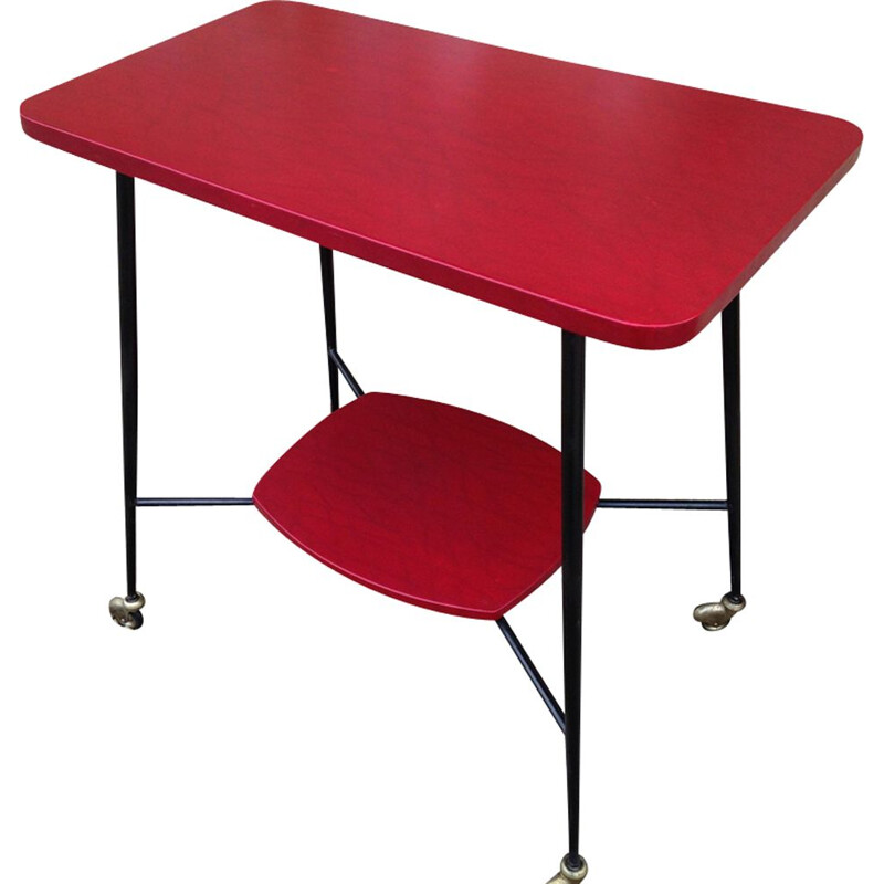 Vintage red vinyl side table