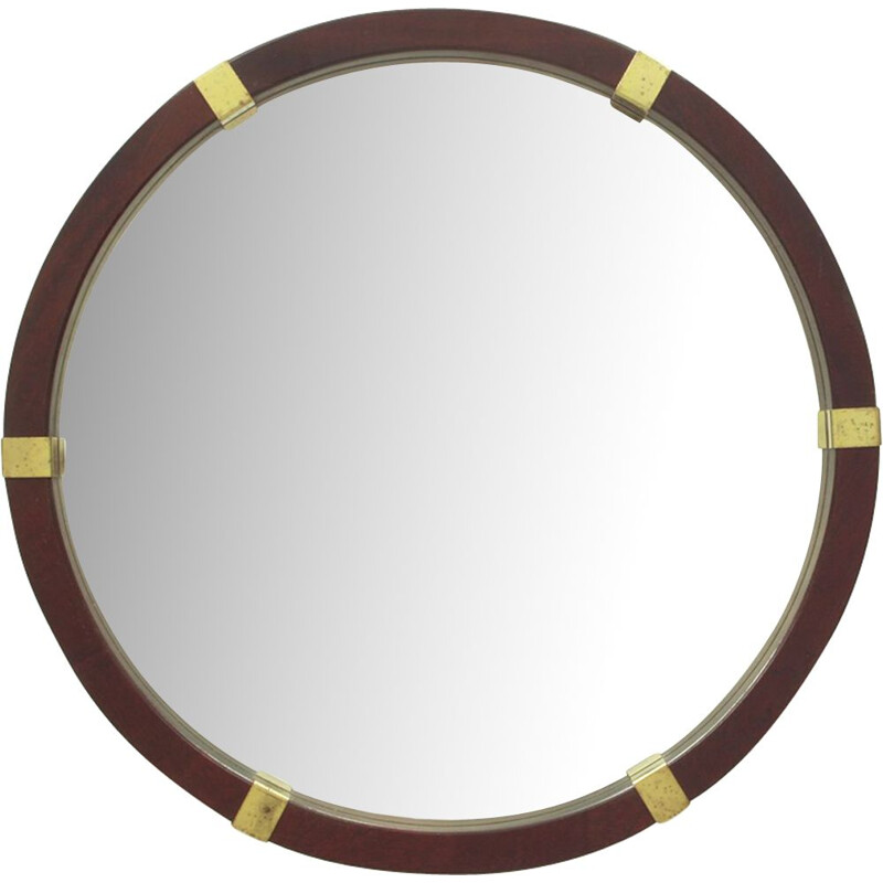 Vintage mahogany and brass mirror