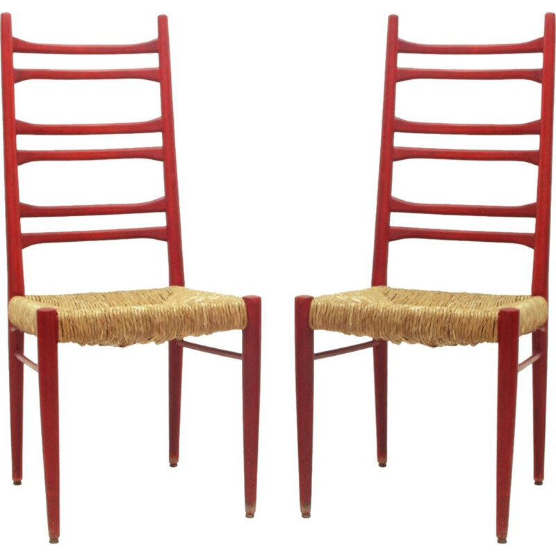 Set of 2 vintage red chairs