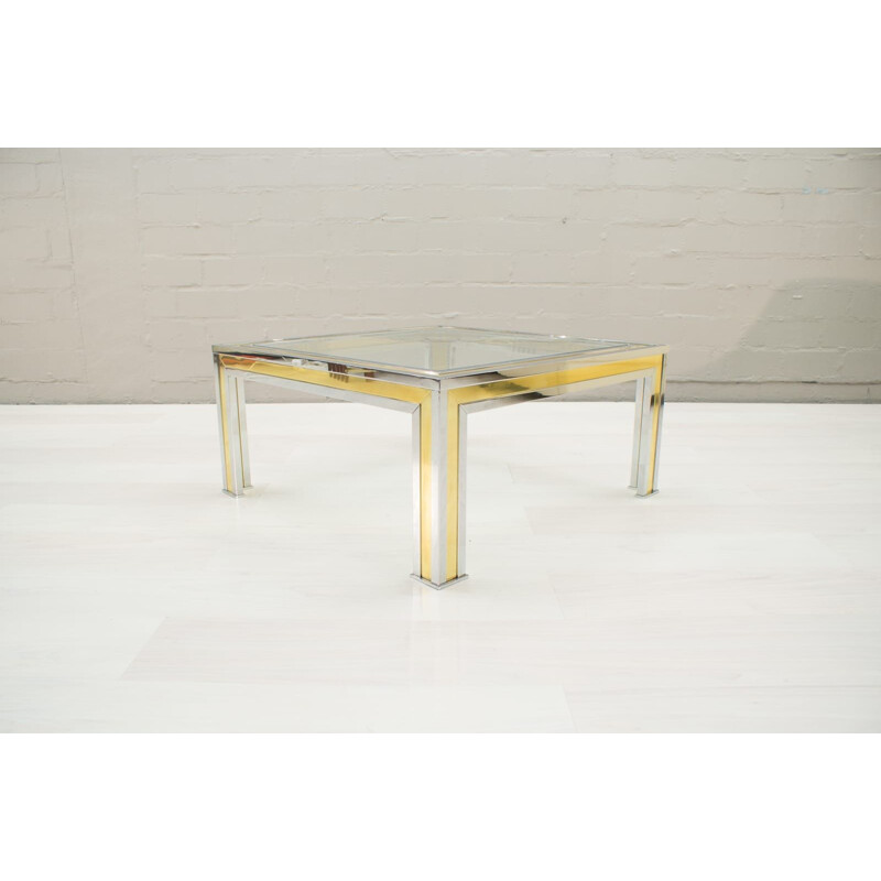 Vintage brass and metal two-tone square table by Romeo Rega, 1970