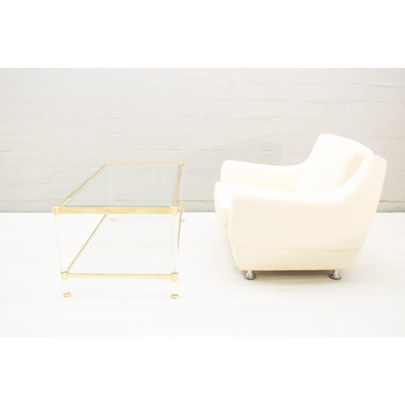 Vintage golden coffee table in acrylic and glass 1960s