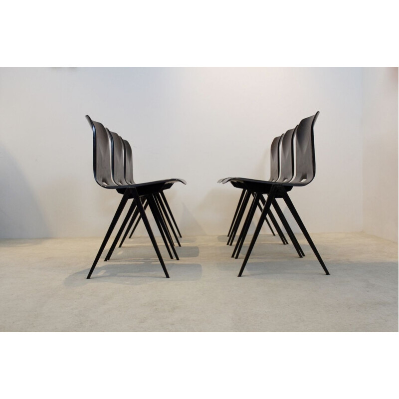 Vintage S22 stacking chairs by Galvanitas in plywood and steel