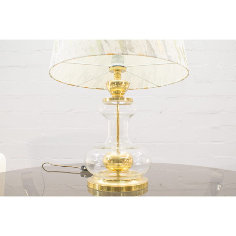 Vintage verguld messing en glazen lamp, 1970