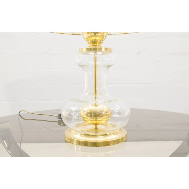 Goldene Vintage-Lampe aus Messing und Glas, 1970