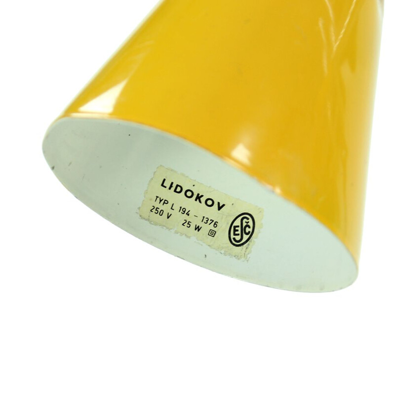 Lampe vintage jaune en métal de Lidokov 1960