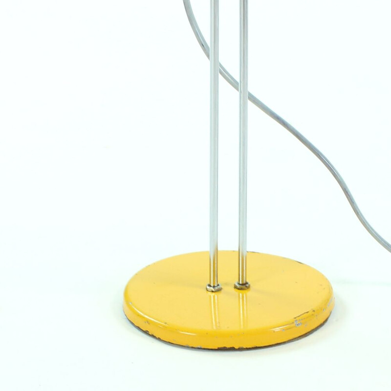 Vintage yellow table lamp in metal by Lidokov 1960