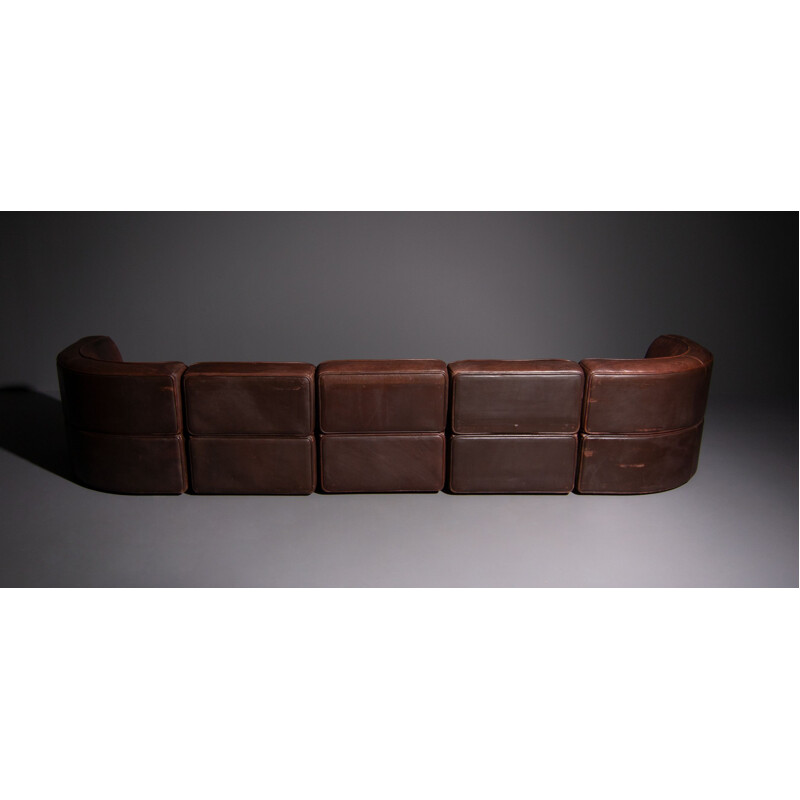 Vintage De Sede DS 15 modular leather sofa in brown leather 1970