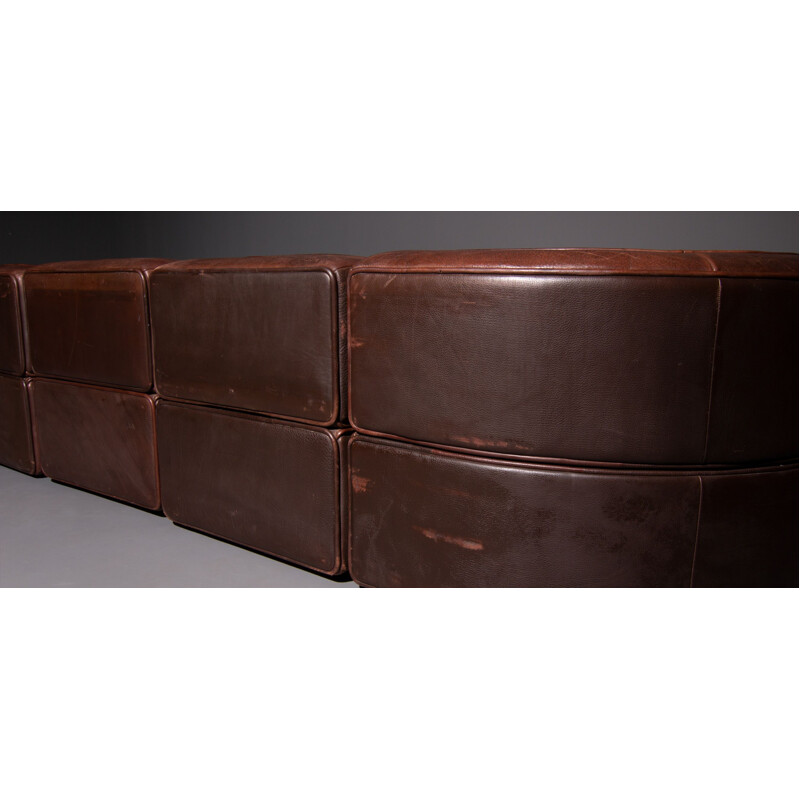 Canapé en cuir vintage De Sede DS 15 modulable en cuir marron 1970