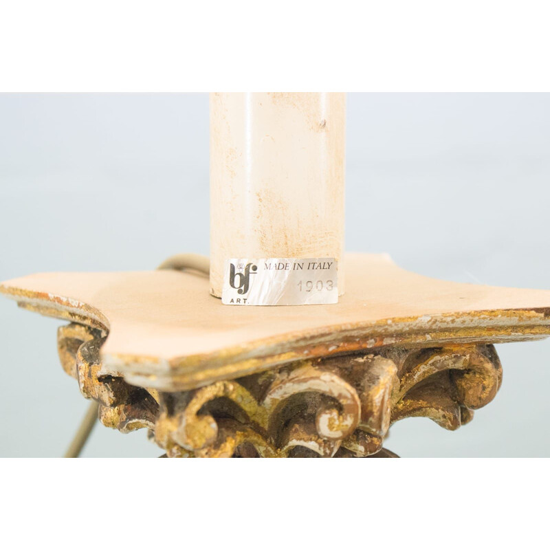 Lampada da tavolo dorata d'epoca in legno e plexiglass di Bf Art, Italia 1960