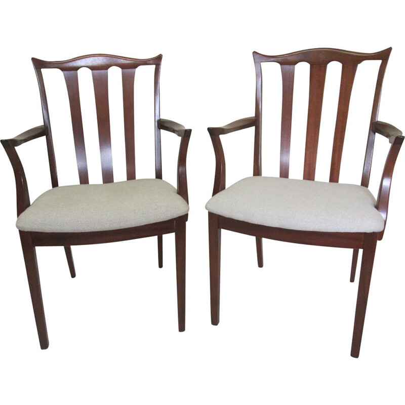 Pair of vintage chairs in teak and linen 1960