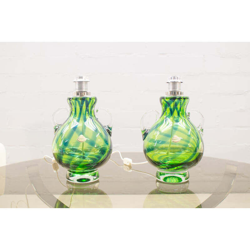 Pareja de lámparas vintage de cristal de murano de Joska Glaswerke, 1960