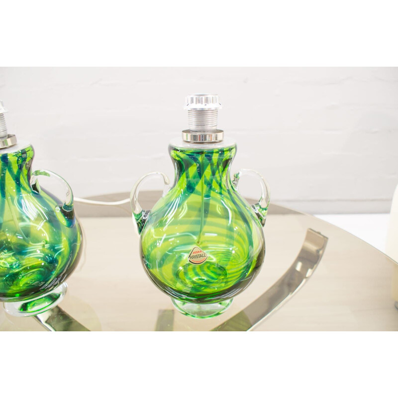 Pair of vintage murano glass lamps by Joska Glaswerke, 1960