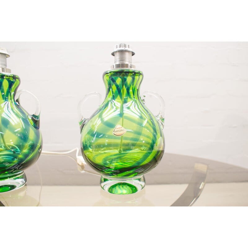 Pair of vintage murano glass lamps by Joska Glaswerke, 1960