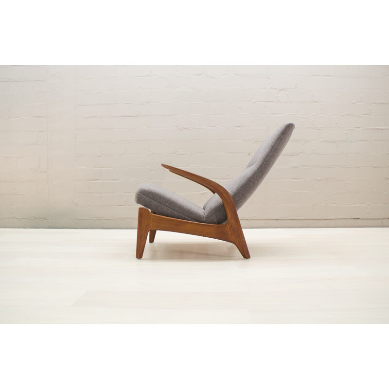 Vintage Rock n Rest armchair by Rastad and Relling in wood and fabric 1950